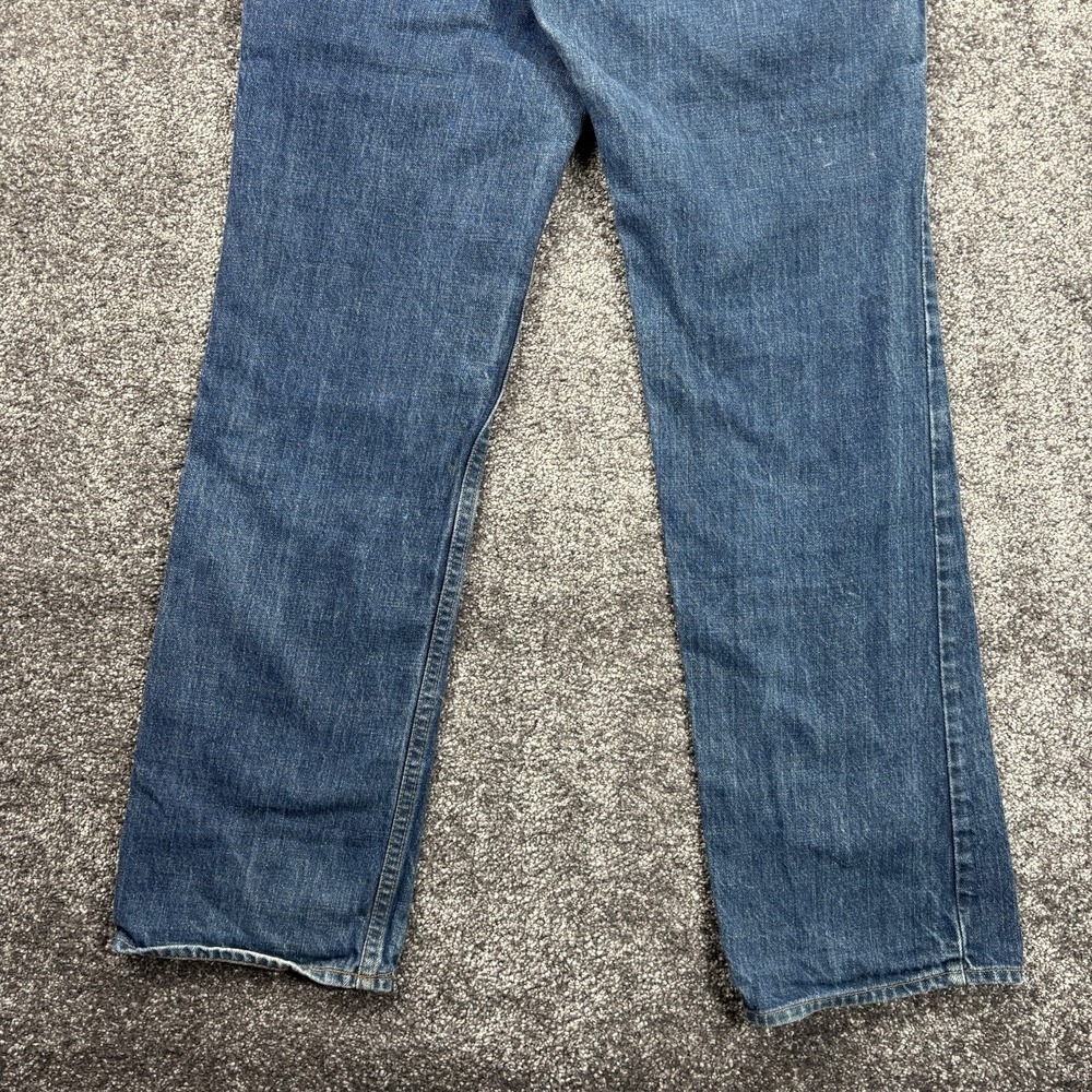 Vintage 70s Levis Safari Bush Jeans Mens 28x30 Blue Flared Bootcut Orange Tab - Picture 6 of 13